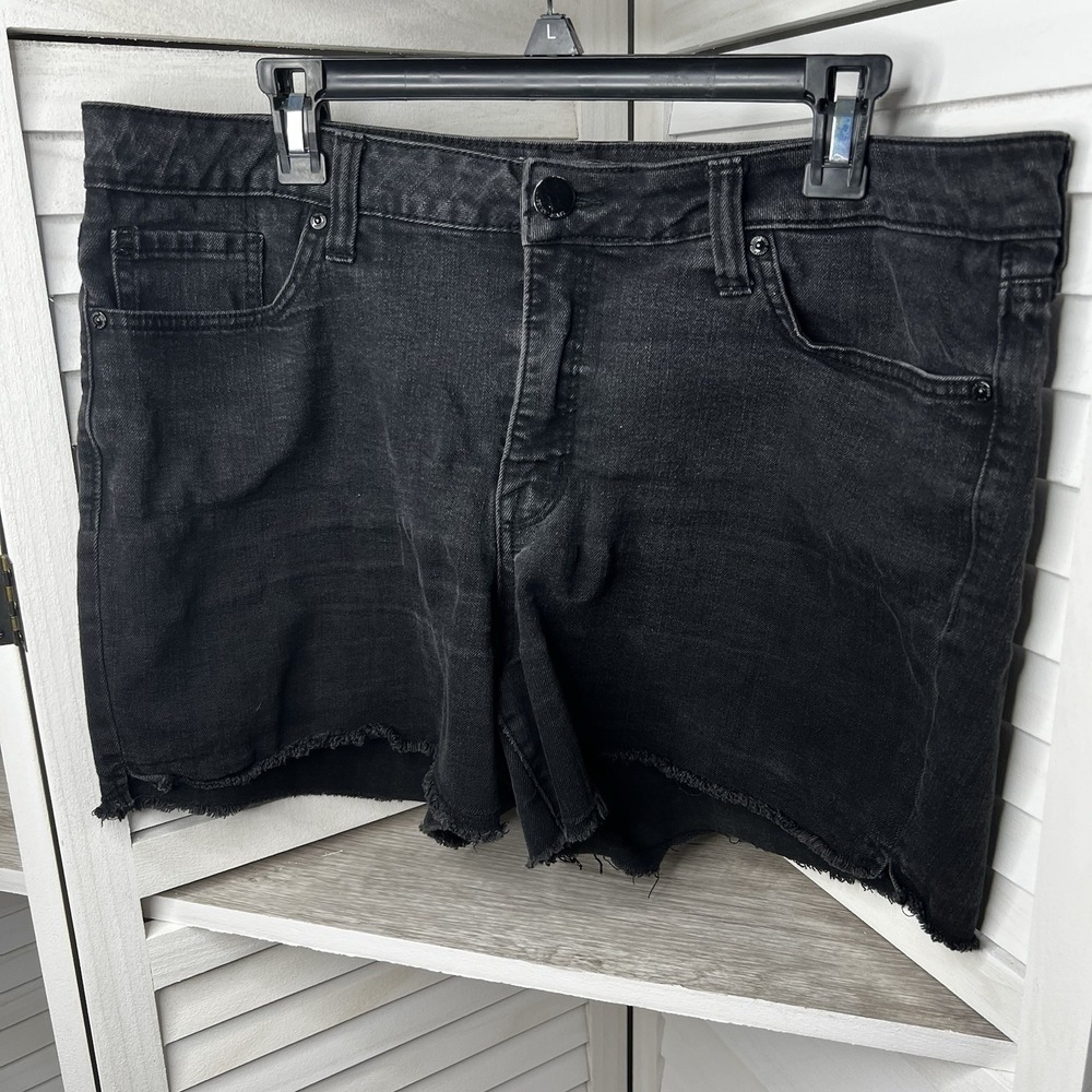 7 Seven for All Mankind Black Cut Off Raw Hem‎ Jean Shorts/Hot Pants Denim Sz 16